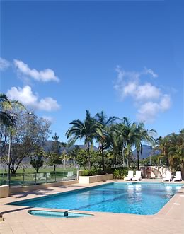 Hotel swimming pool overlooking the Cairns Esplanade